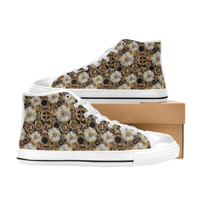 Steampunk Print Design LKS305 High Top Women's White Shoes