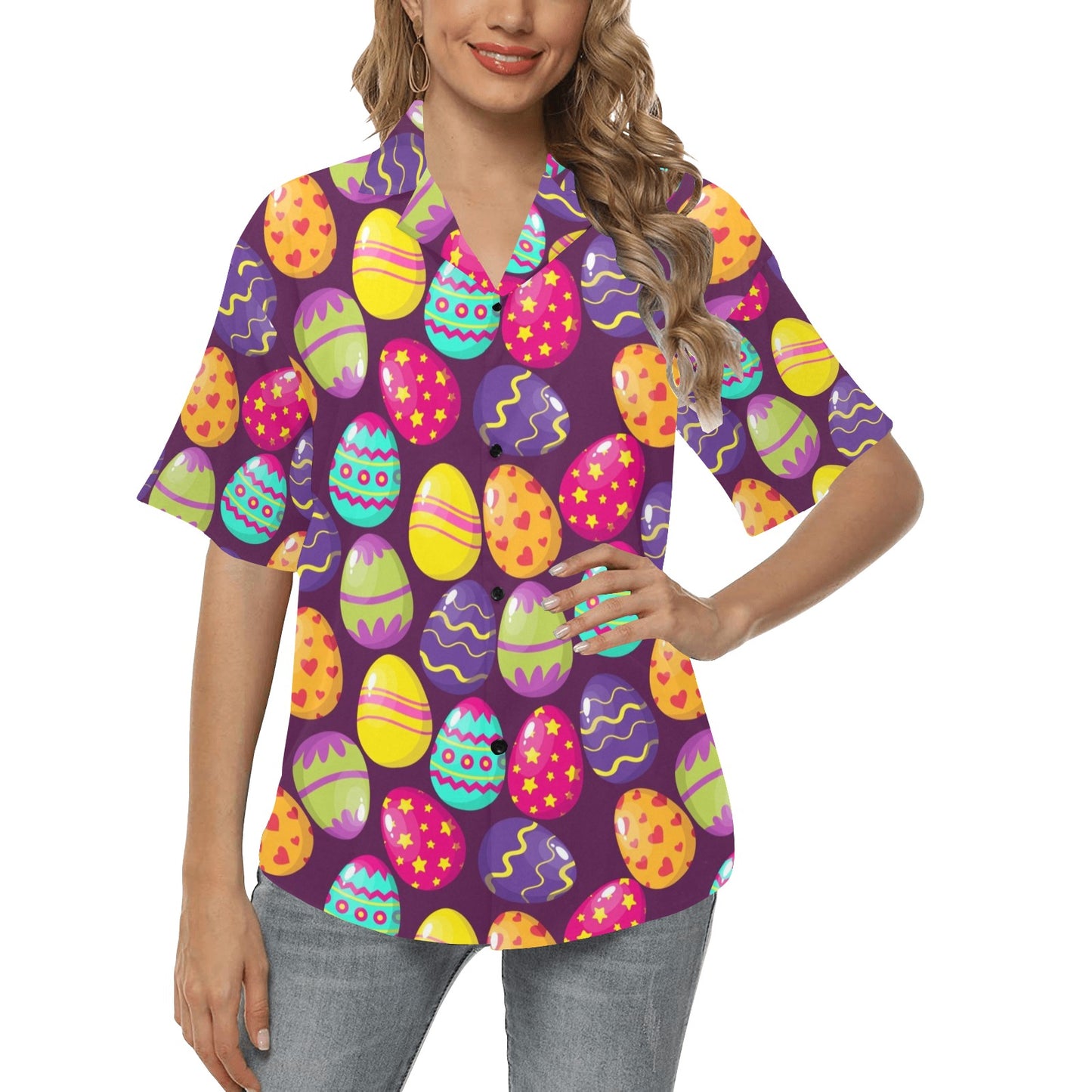 Easter Eggs Pattern Print Design RB04 Women's Hawaiian Shirt
