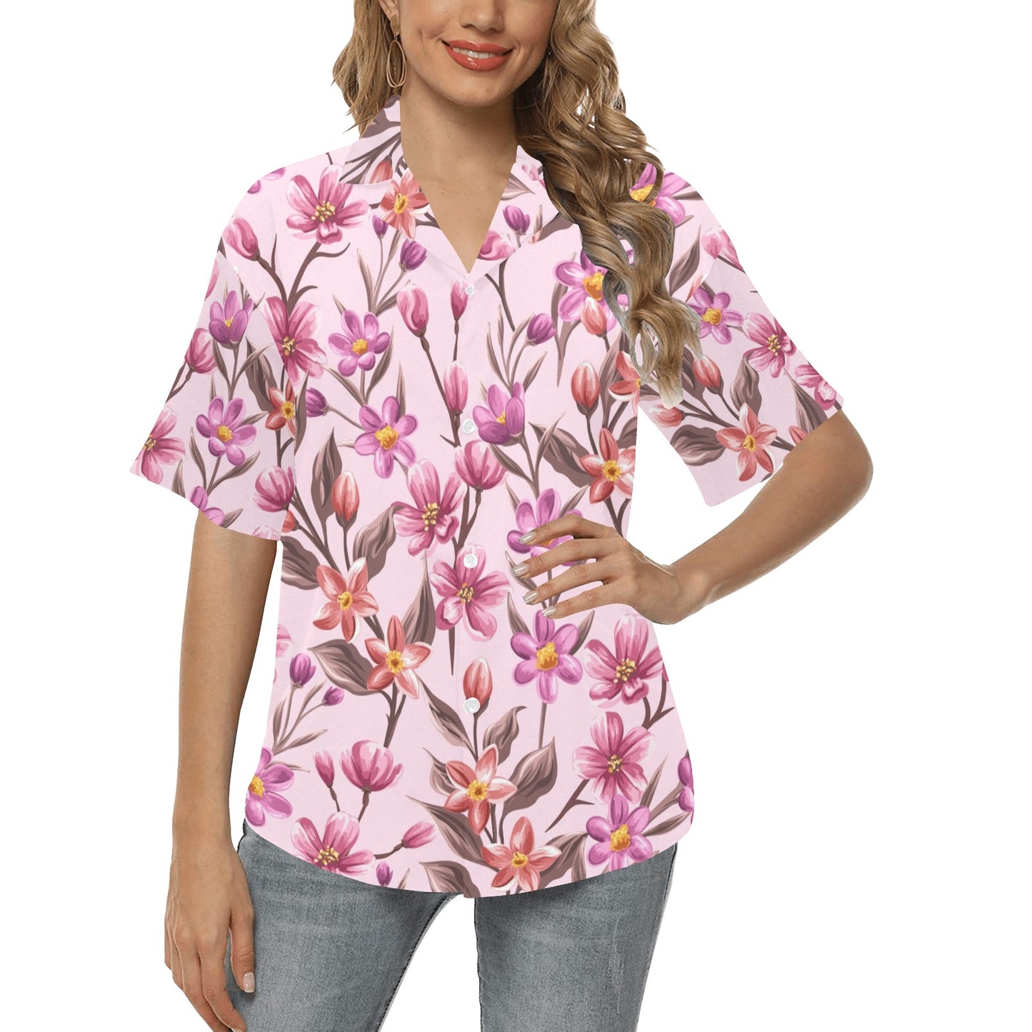 Summer Floral Pattern Print Design SF09 Women's Hawaiian Shirt