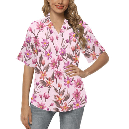 Summer Floral Pattern Print Design SF09 Women's Hawaiian Shirt