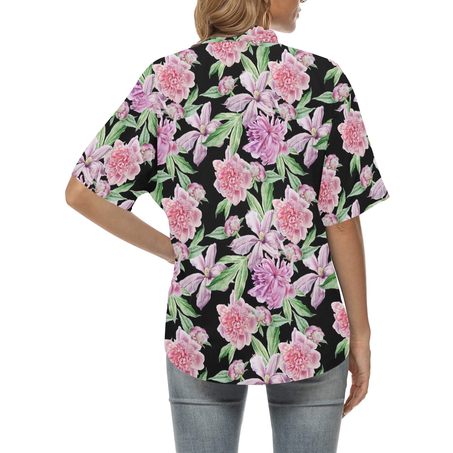 Peony Pattern Print Design PE08 Women's Hawaiian Shirt