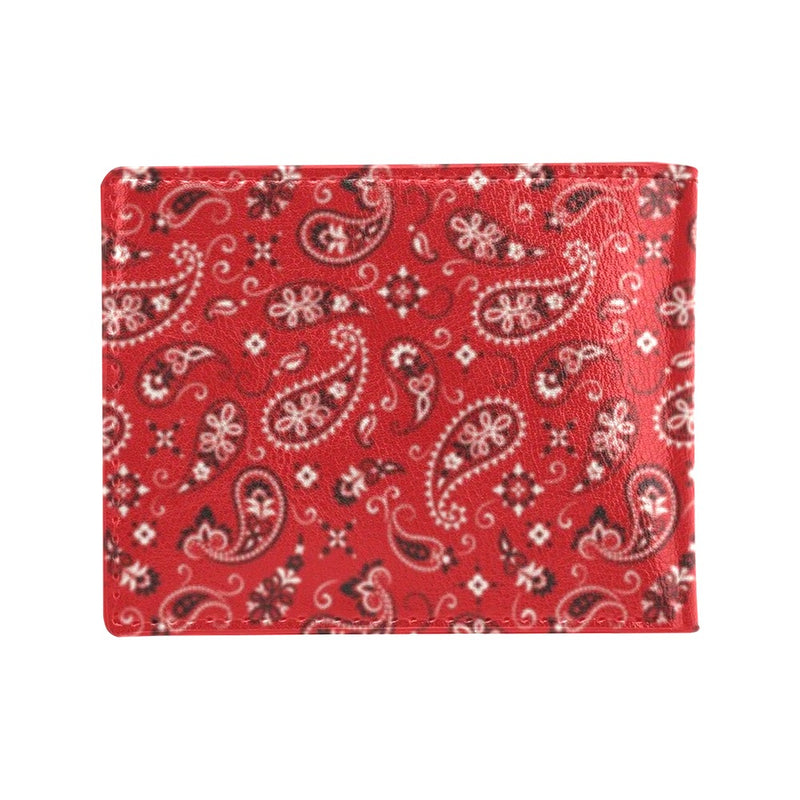 Bandana Paisley Red Print Design LKS3011 Men's ID Card Wallet
