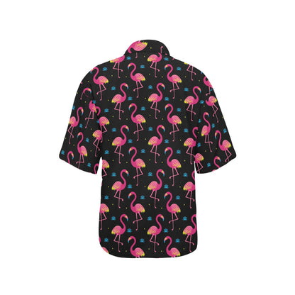 Flamingo Pink Neon Print Pattern Women's Hawaiian Shirt