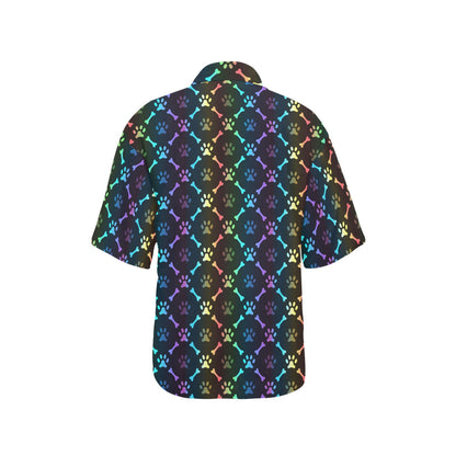Paw Rainbow Pattern Print Design A01 Women's Hawaiian Shirt