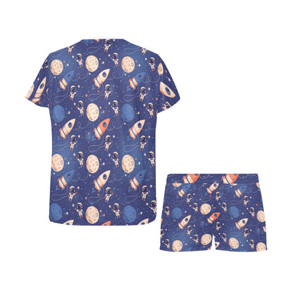 Space Astronaut Rocket Print Design LKS304 Women's Short Pajama Set
