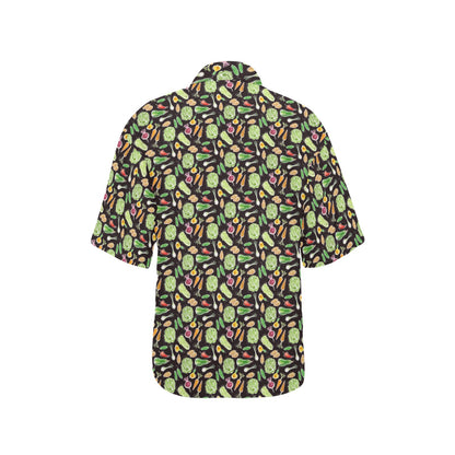 Vegan Draw Themed Design Print Women's Hawaiian Shirt