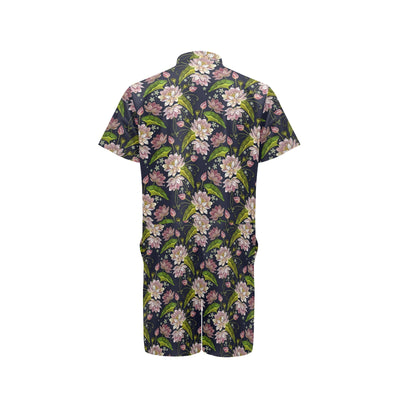 lotus Embroidered Pattern Print Design LO06 Men's Romper