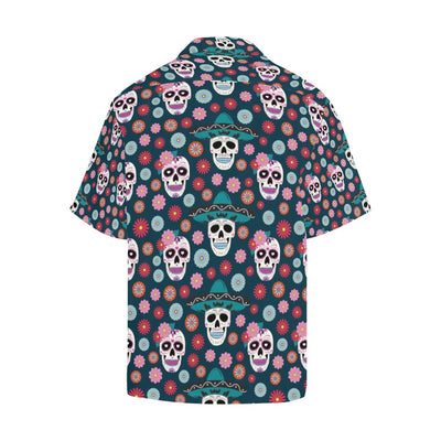 Sugar Skull Print Design LKS308 Men's Hawaiian Shirt