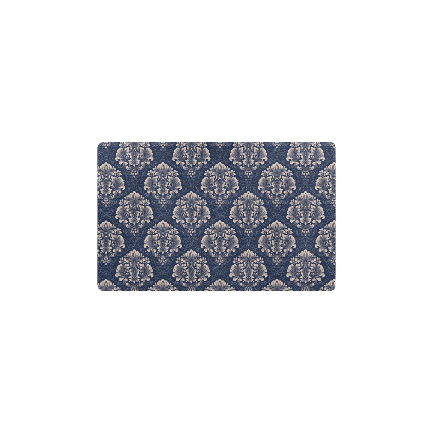 Damask Blue Luxury Print Pattern Kitchen Mat