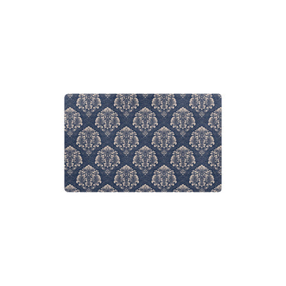 Damask Blue Luxury Print Pattern Kitchen Mat