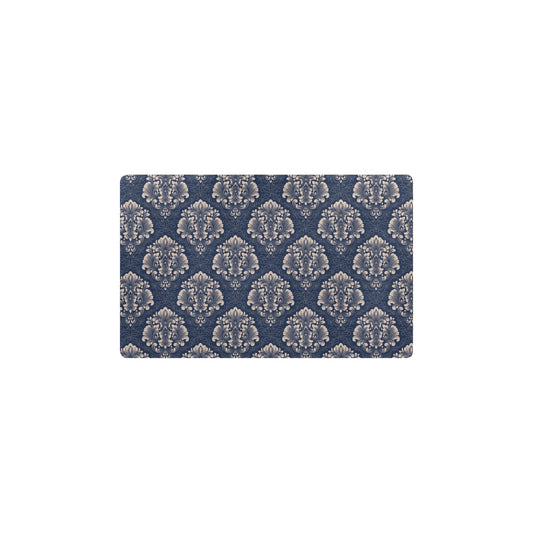 Damask Blue Luxury Print Pattern Kitchen Mat