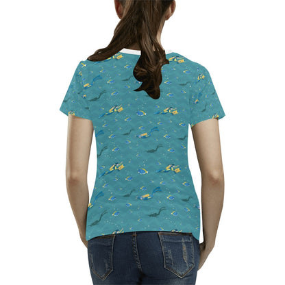 Scuba Driving Pattern Print Design LKS306 Women's  T-shirt