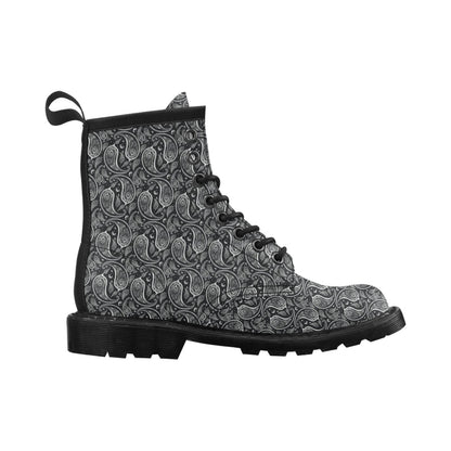 Paisley Black Design Print Women's Boots