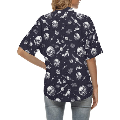 Space Astronaut Print Design LKS302 Women's Hawaiian Shirt