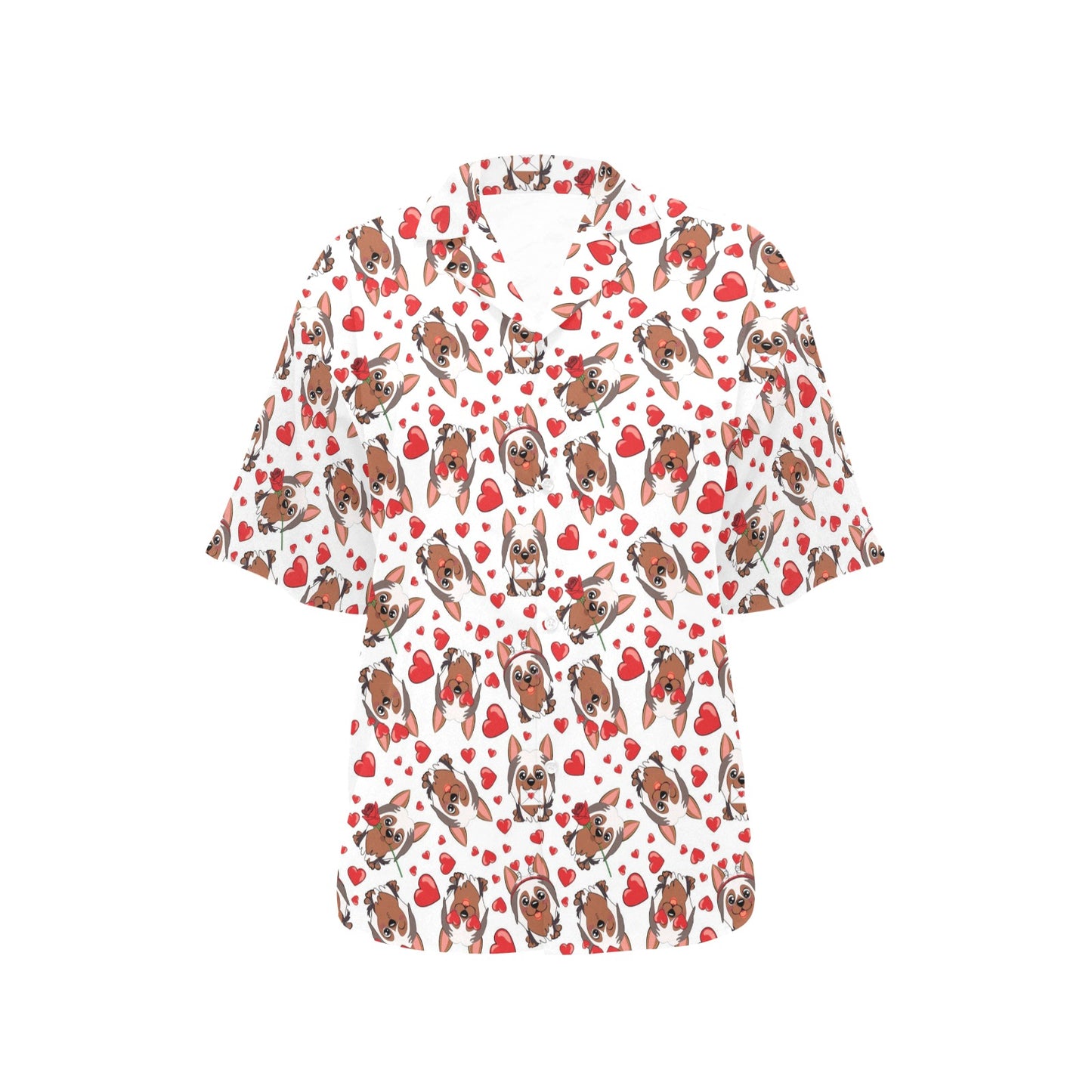 Silky Terriers Heart Print Design LKS302 Women's Hawaiian Shirt