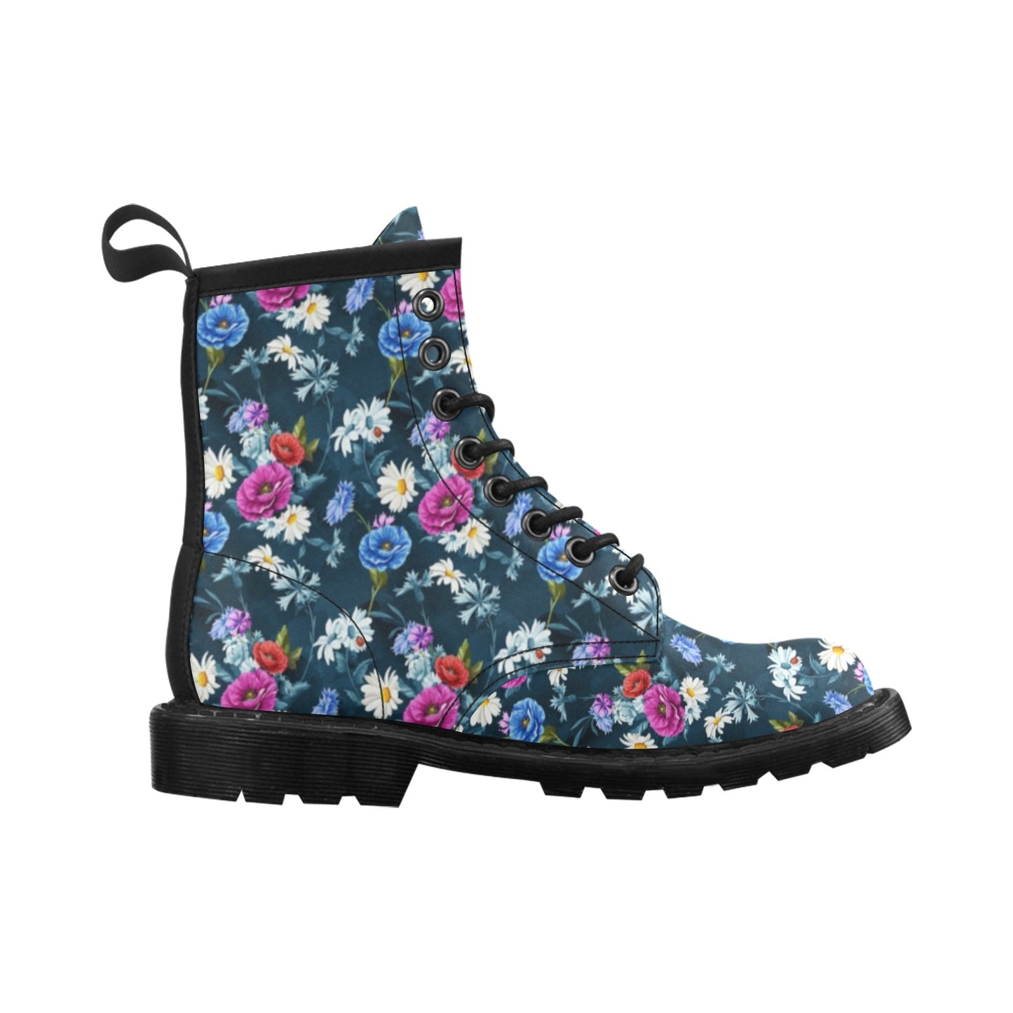 Floral Blue Themed Print Women's Boots