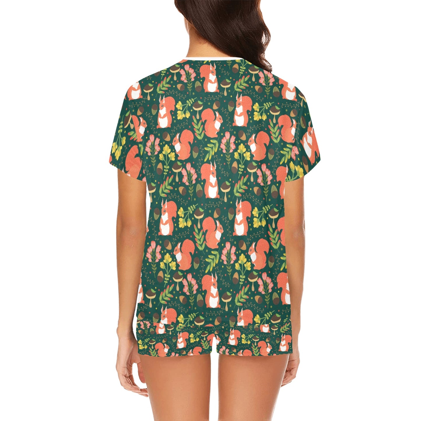 Squirrel Print Design LKS302 Women's Short Pajama Set