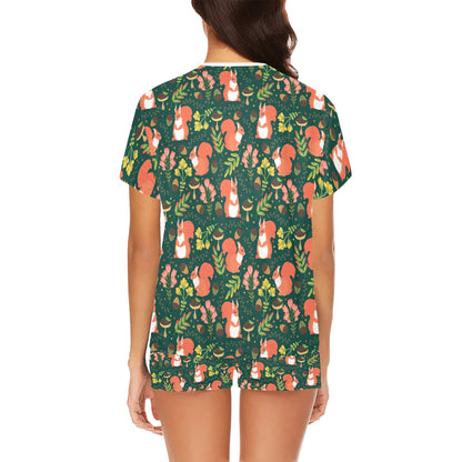 Squirrel Print Design LKS302 Women's Short Pajama Set