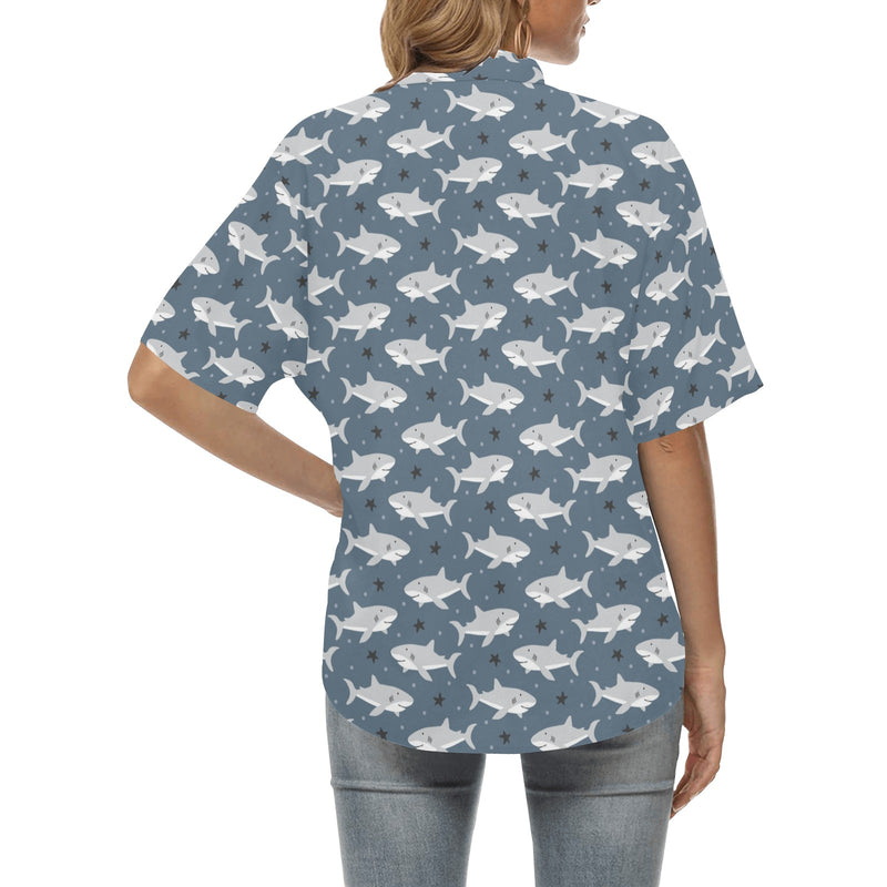 Shark Print Design LKS305 Women's Hawaiian Shirt