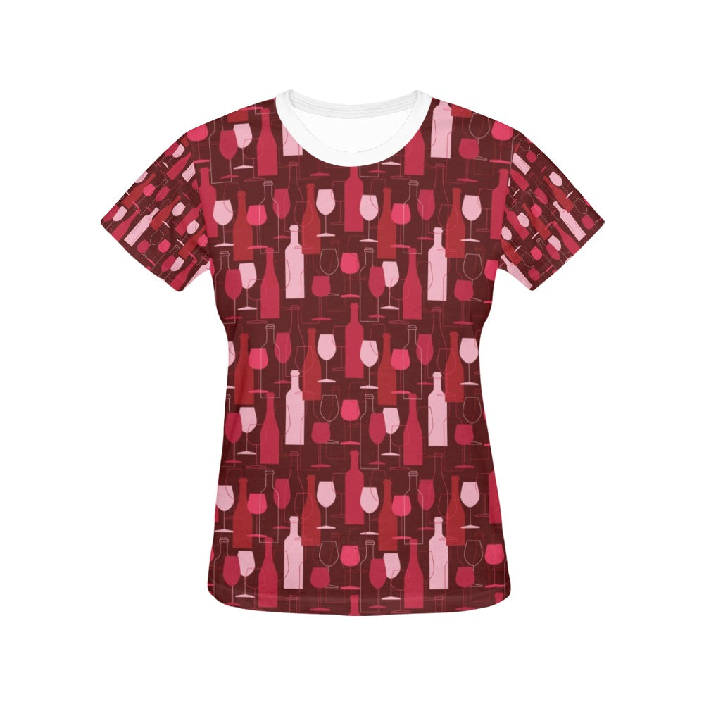 Wine Print Design LKS304 Women's  T-shirt