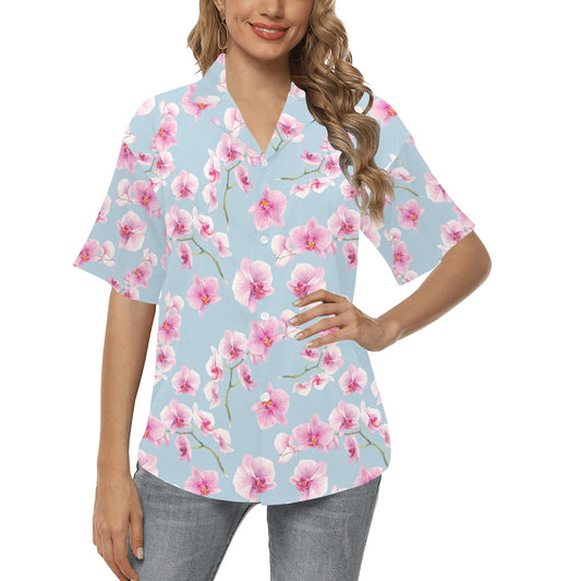 Orchid Pattern Print Design A01 Women's Hawaiian Shirt