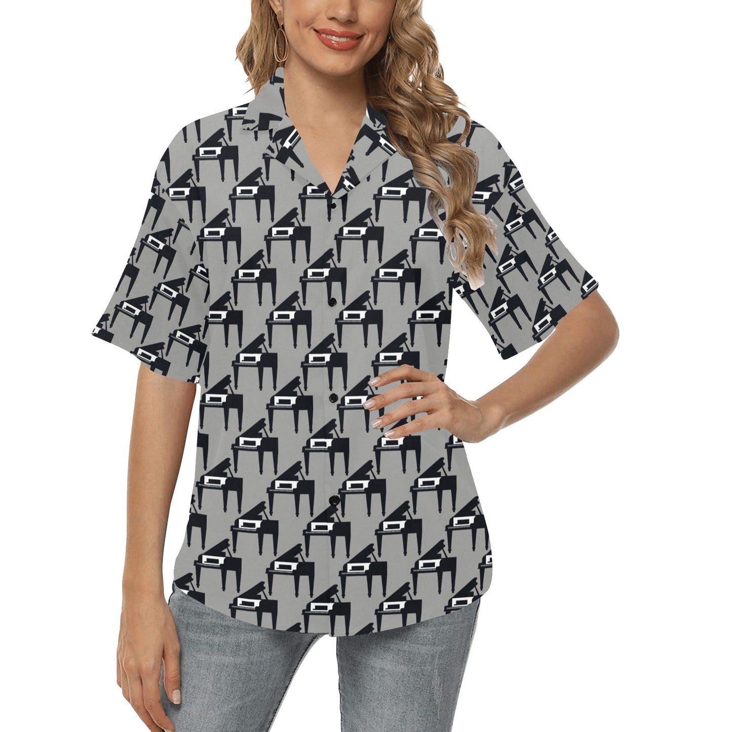 Piano Print Design LKS404 Women's Hawaiian Shirt
