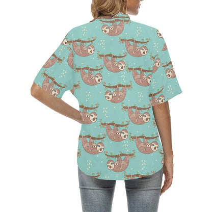 Sloth Print Design LKS302 Women's Hawaiian Shirt