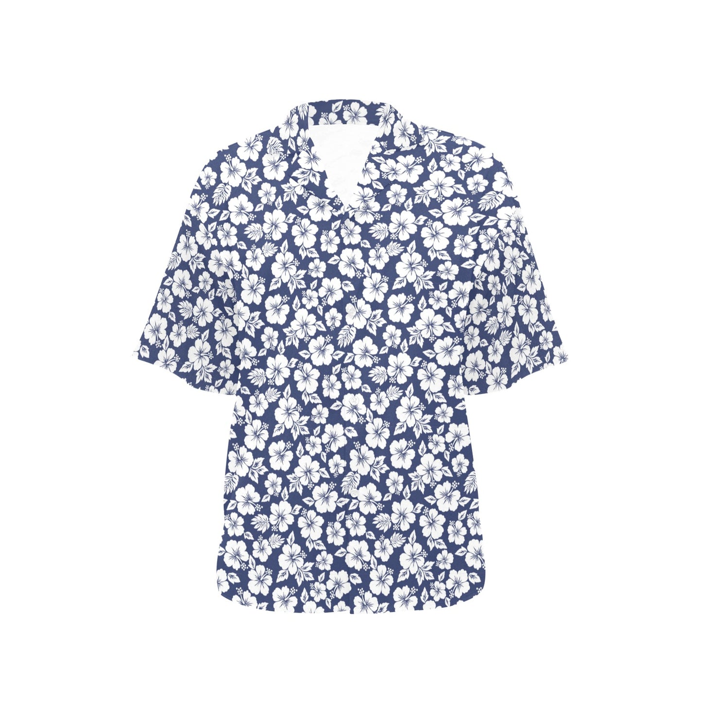 Hibiscus Blue Hawaiian Flower Style Women's Hawaiian Shirt