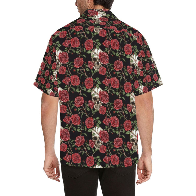 Skull And Roses Print Design LKS303 Men's Hawaiian Shirt