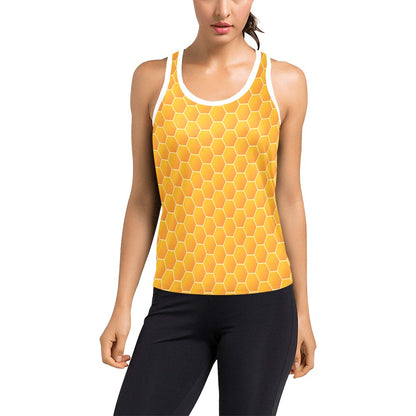 Honey Bee Honeycomb Print Design LKS3011 Women's Racerback Tank Top