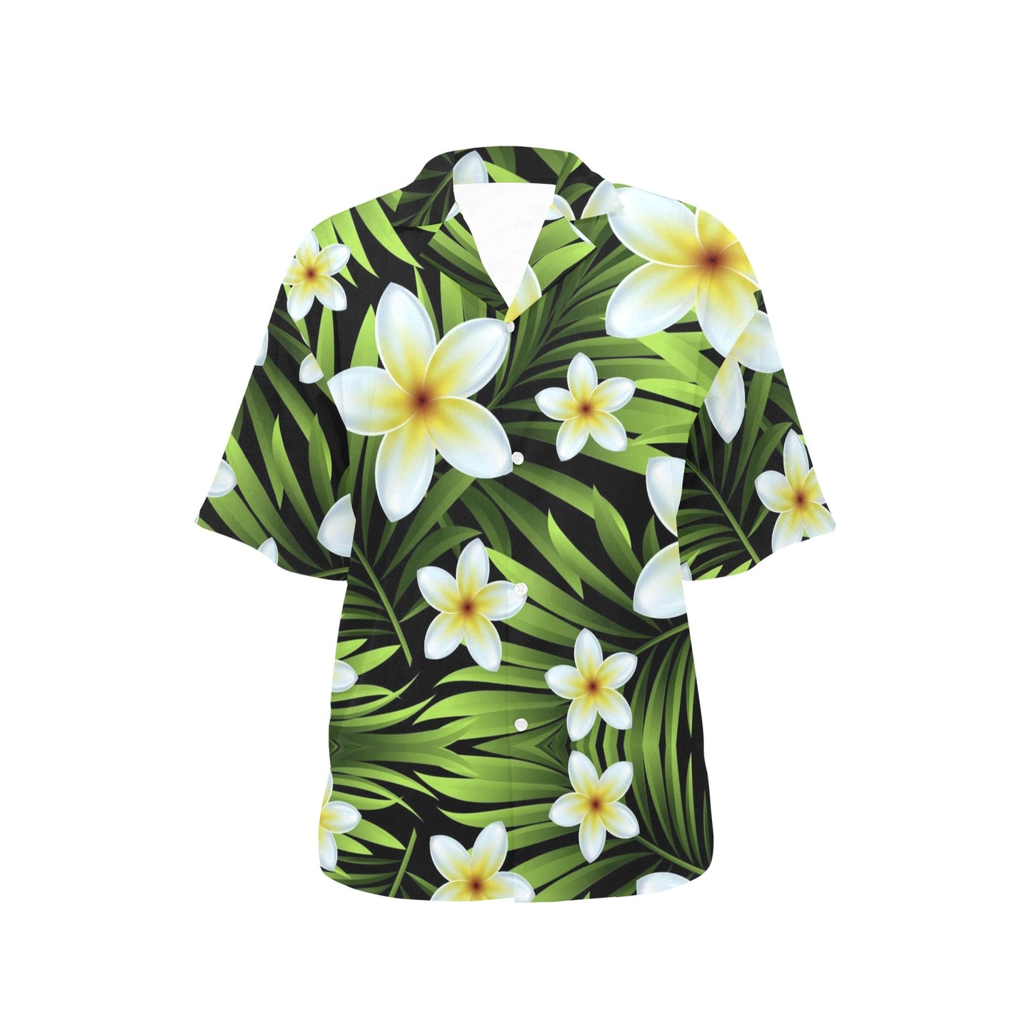 White Plumeria Pattern Print Design PM06 Women's Hawaiian Shirt