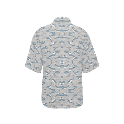 Narwhal Pattern Print Women's Hawaiian Shirt