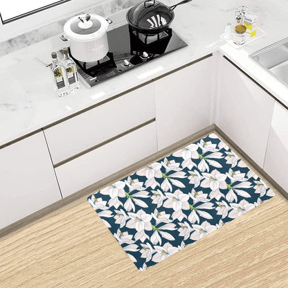 Amaryllis Pattern Print Design AL02 Kitchen Mat