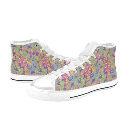 Trippy Print Design LKS306 High Top Women's White Shoes