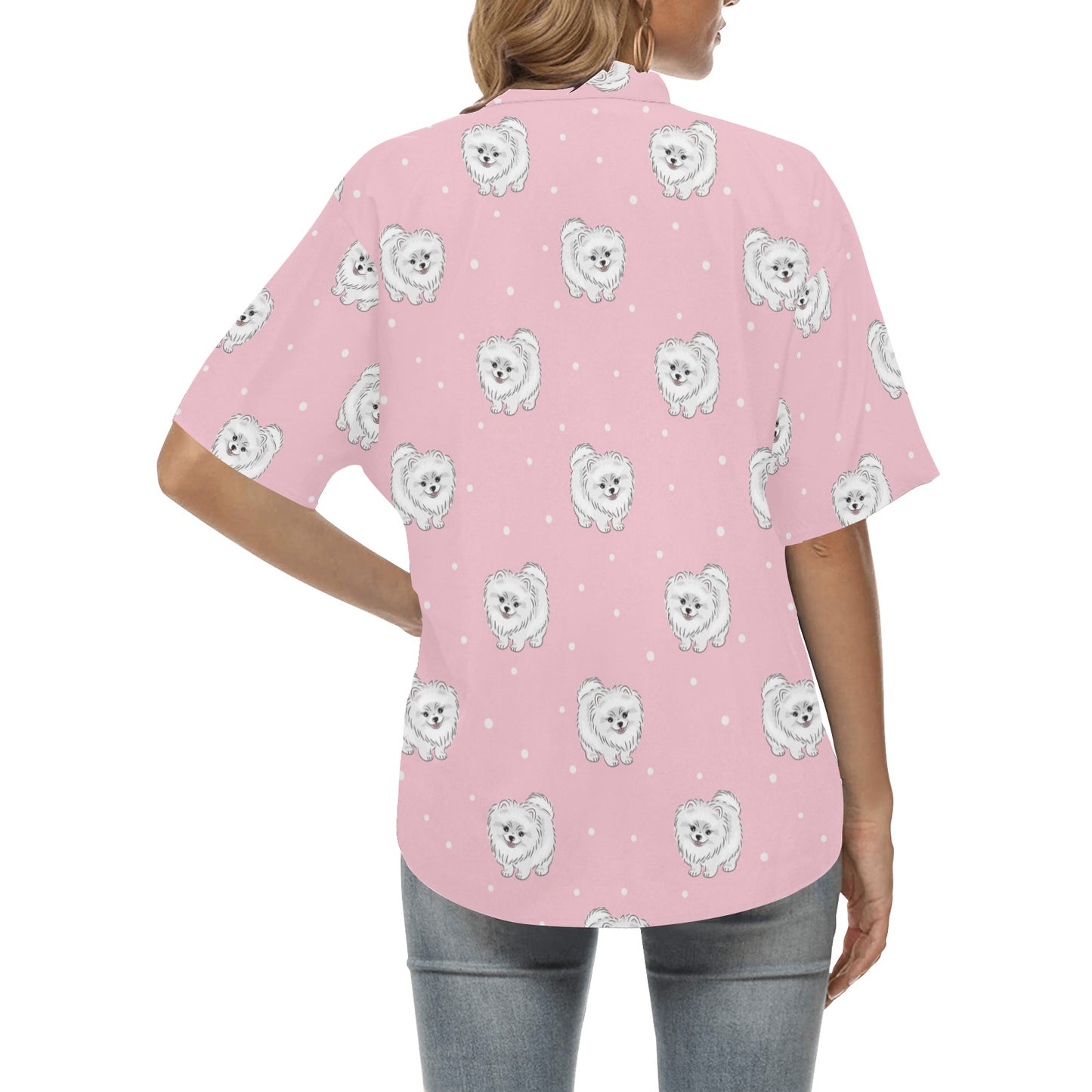 Pomeranians Pattern Print Design A02 Women's Hawaiian Shirt