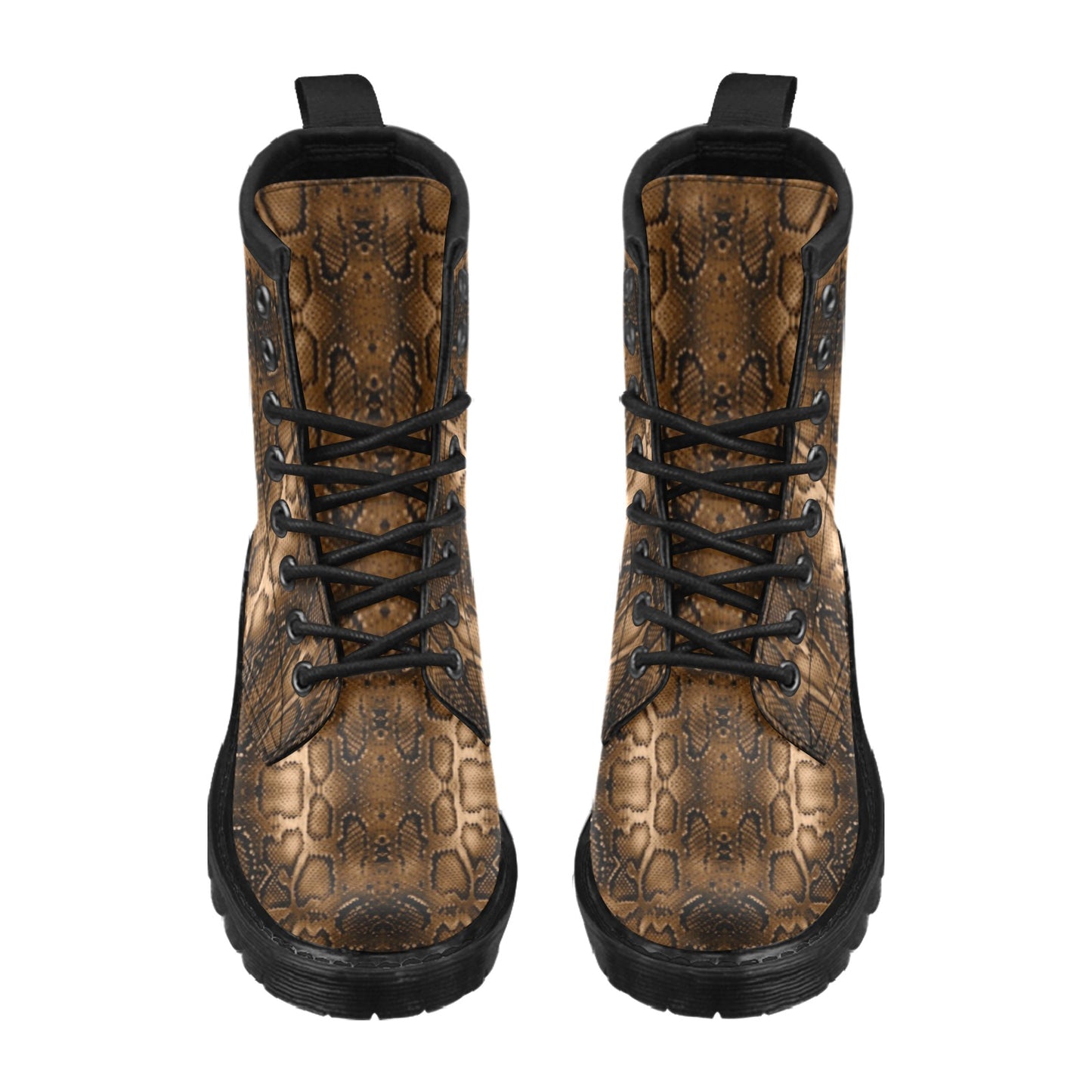 Snake Skin Brown Print Women's Boots