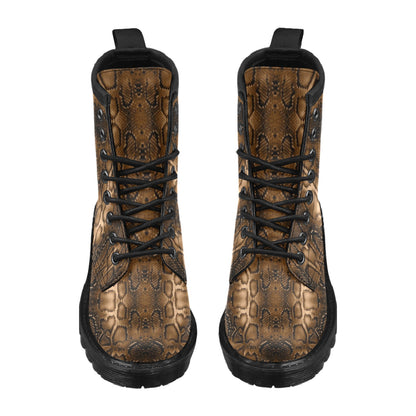 Snake Skin Brown Print Women's Boots
