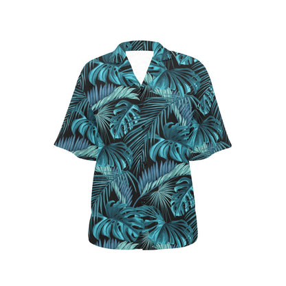 Palm Leaf Pattern Print Design A03 Women's Hawaiian Shirt