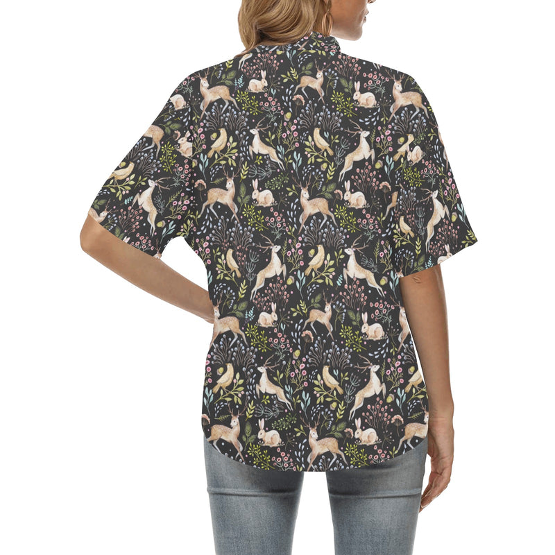 Deer Floral Jungle Women's Hawaiian Shirt