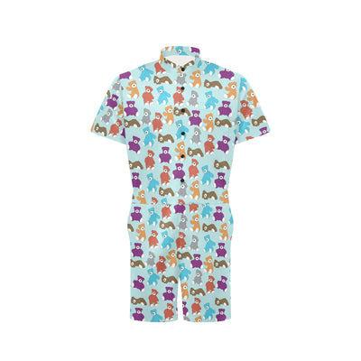 Bear Cute Pattern Print Design 03 Men's Romper