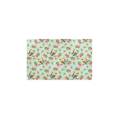 Bird with Red Flower Print Pattern Kitchen Mat