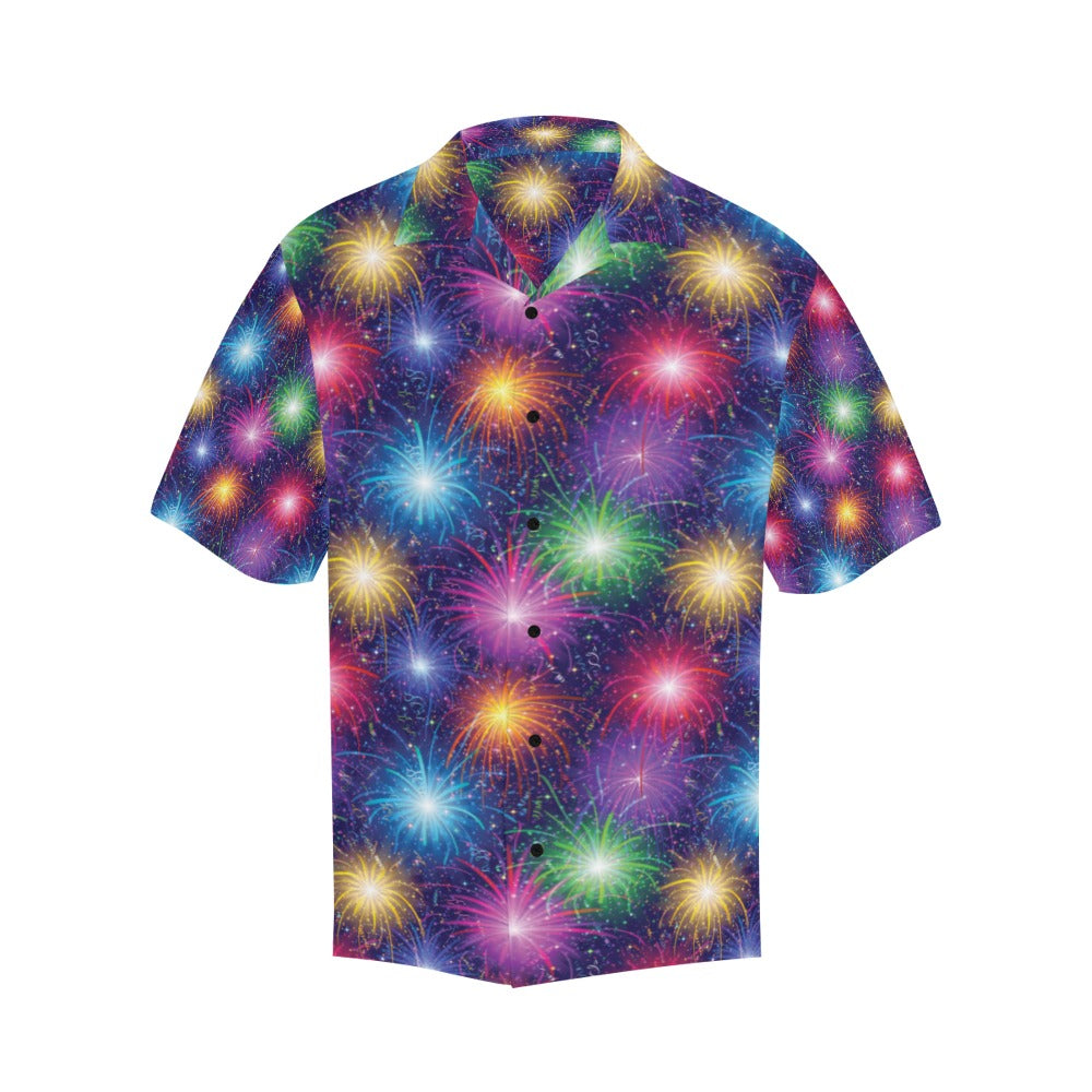 Firework Colorful Print Design LKS301 Men's Hawaiian Shirt