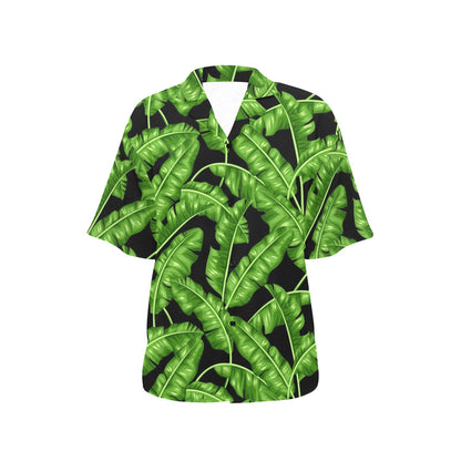 Banana Leaf Pattern Print Design BL01 Women's Hawaiian Shirt