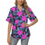 Neon Pink Hibiscus Pattern Print Design HB015 Women's Hawaiian Shirt