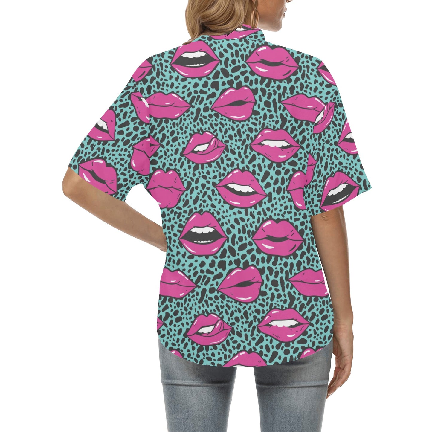 Lip Pattern Print Design 04 Women's Hawaiian Shirt
