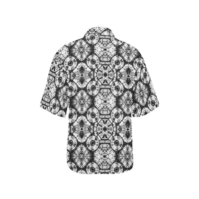Tie Dye Black White Design Print Women's Hawaiian Shirt