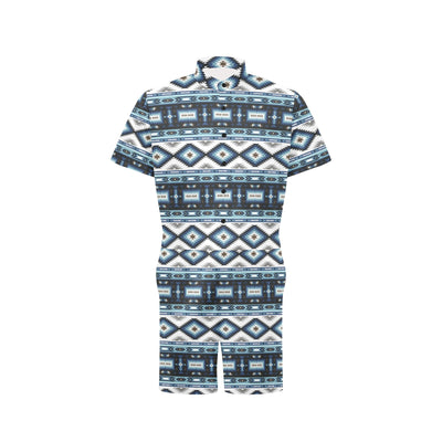 Navajo Dark Blue Print Pattern Men's Romper