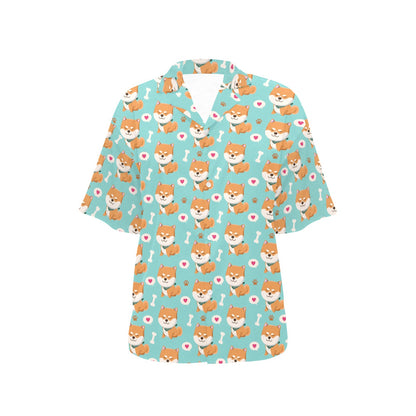 Shiba Inu Print Design LKS3013 Women's Hawaiian Shirt