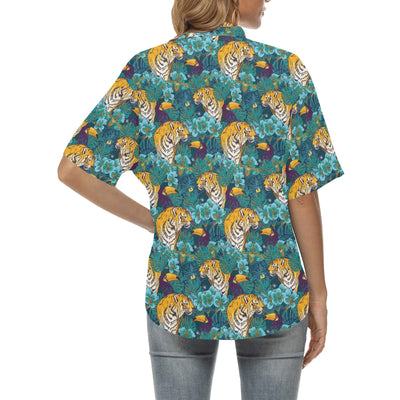 Tiger Tropical Print Design LKS301 Women's Hawaiian Shirt