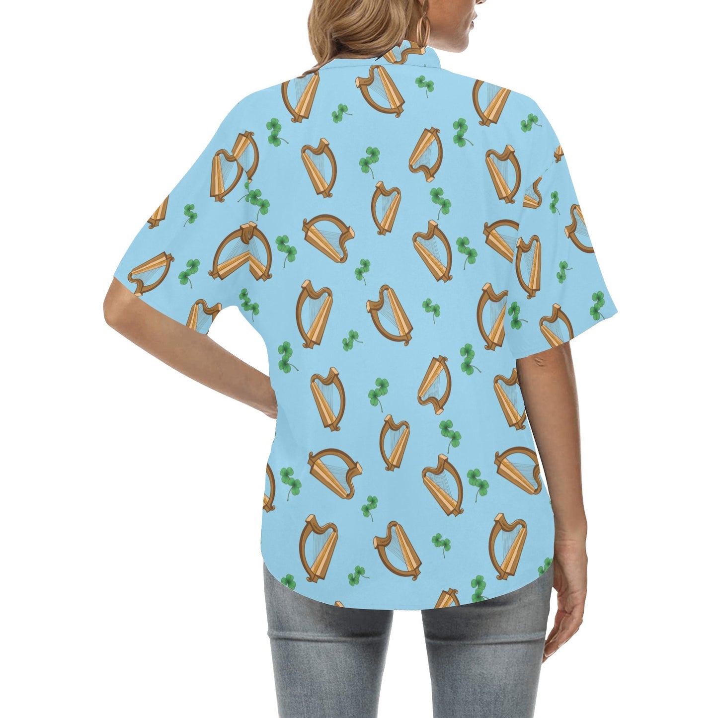 Harp Pattern Print Design 01 Women's Hawaiian Shirt